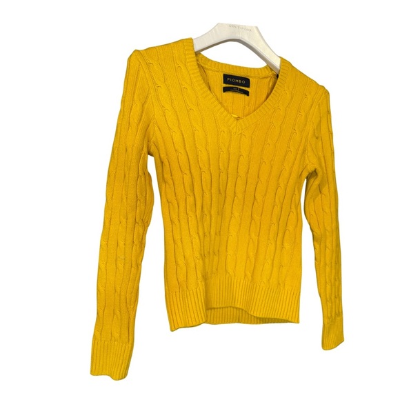 Piombo Womens Yellow Pure Cotton Cable Knit Sweater, size Small - Picture 1 of 4